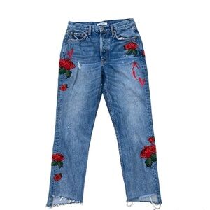 GRLFRND The HELENA Denim Jeans embroidered in Close to you